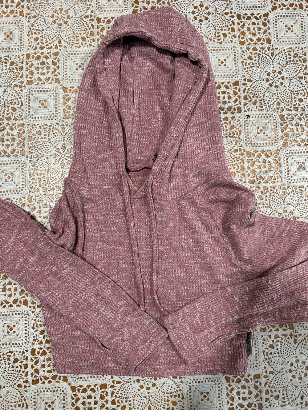 Gymshark Slounge Cropped Hoodie Mauve Purple Marl Ribbed Size S